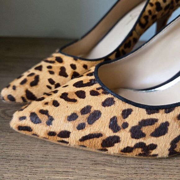 EUC JESSICA SIMPSON CARPENA REAL COW HAIR FUR UPPER ANIMAL PRINT STILETTOS 9.5 - Picture 11 of 16